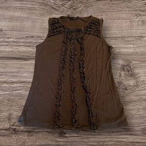Kay Celine Women’s Brown Ruffle Tank Small